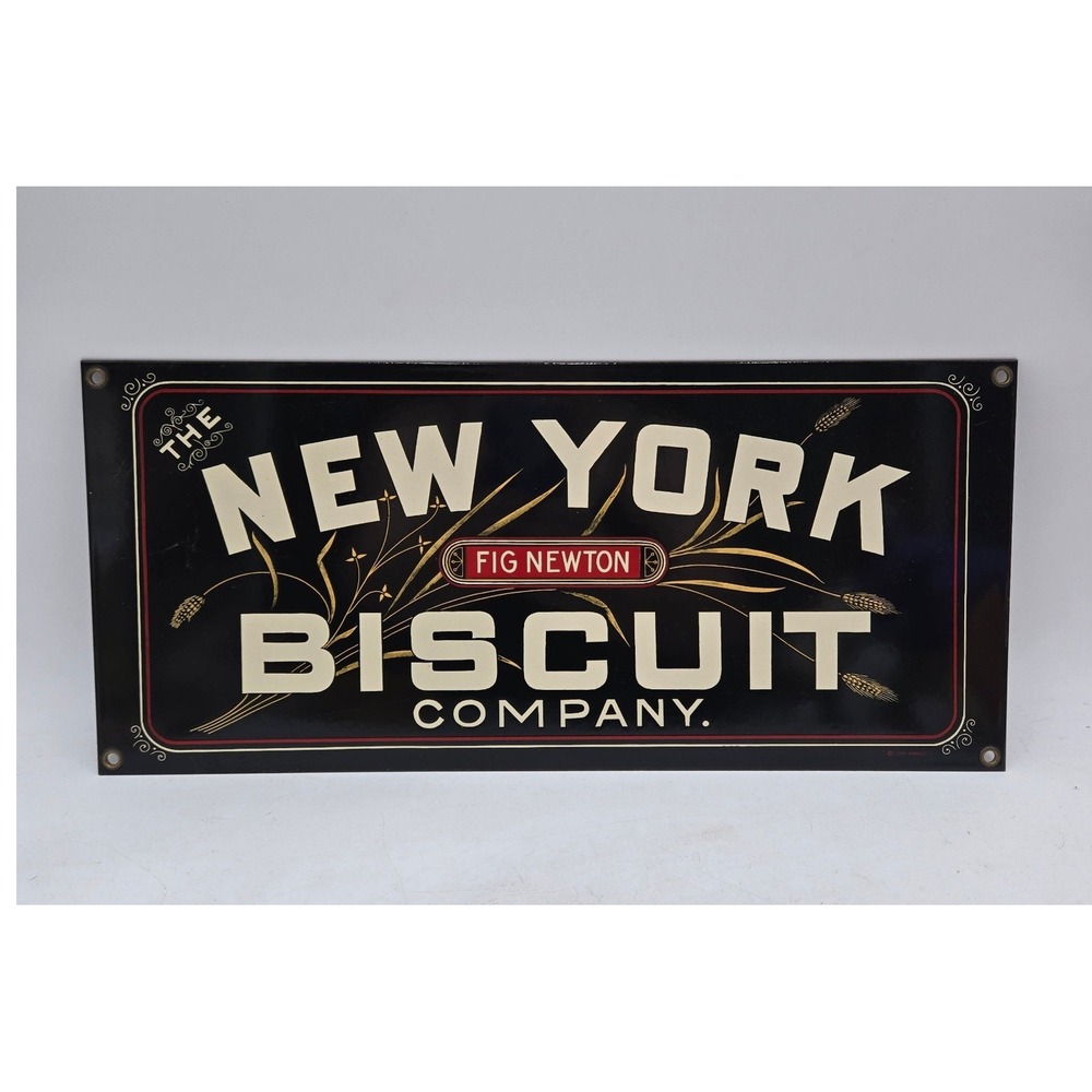 Ande Rooney New York Biscuit Company Fig Newton Porcelain Enamel Sign 14.5x6.5